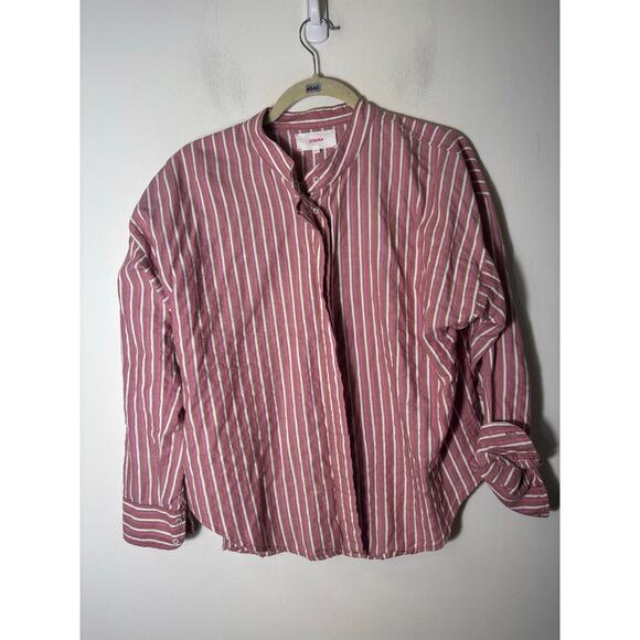 Xirena Pink White Stripe Long Sleeve Button Up Cotton Shirt Sz XS - Picture 1 of 2